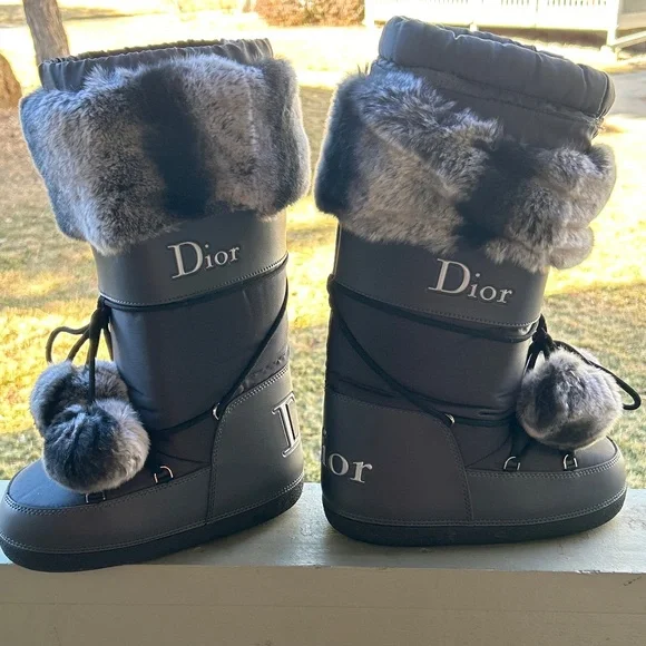 Dior | Shoes | Dior Pompom Moon Boots Blackgrey Size 7  display picture 3